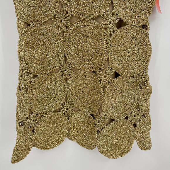 SIMON MILLER | NWT Beep Beep Mini Dress in Star Gold Lurex Crochet XS - Picture 11 of 13